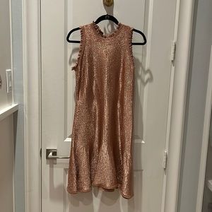 Alexander McQueen Metallic Rose Gold Flare dress